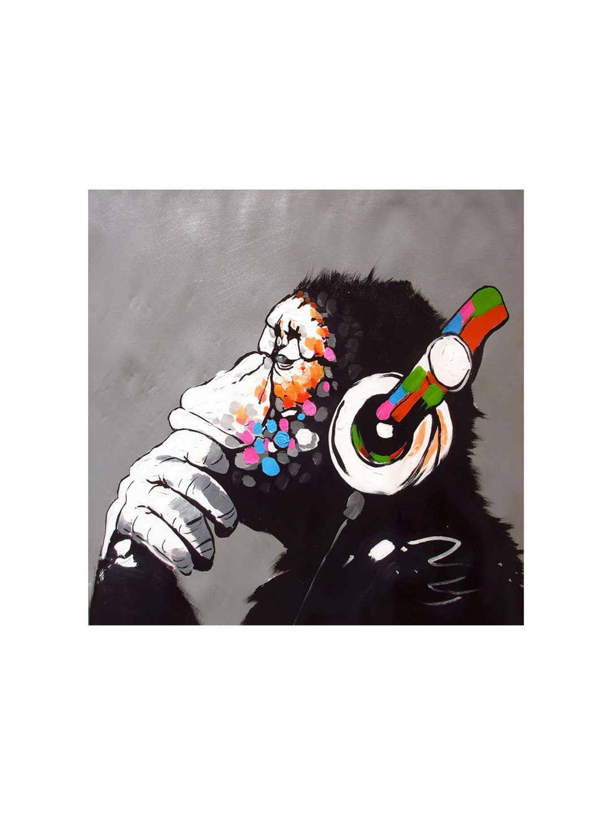 999Store Quirky Monkey With Headphones Canvas-Wrapped Painting Fun Art For Modern Interiors