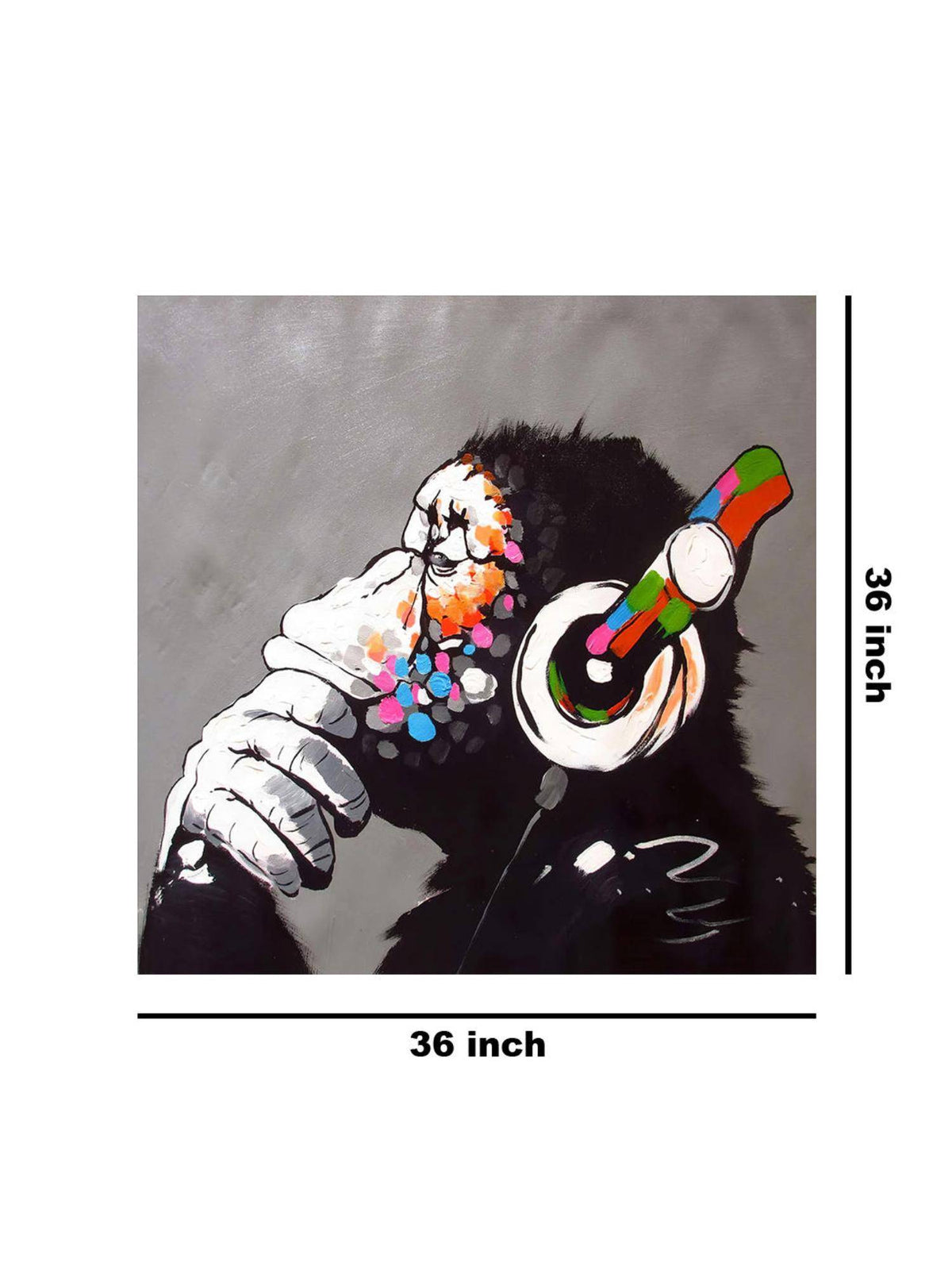 999Store Quirky Monkey With Headphones Canvas-Wrapped Painting Fun Art For Modern Interiors