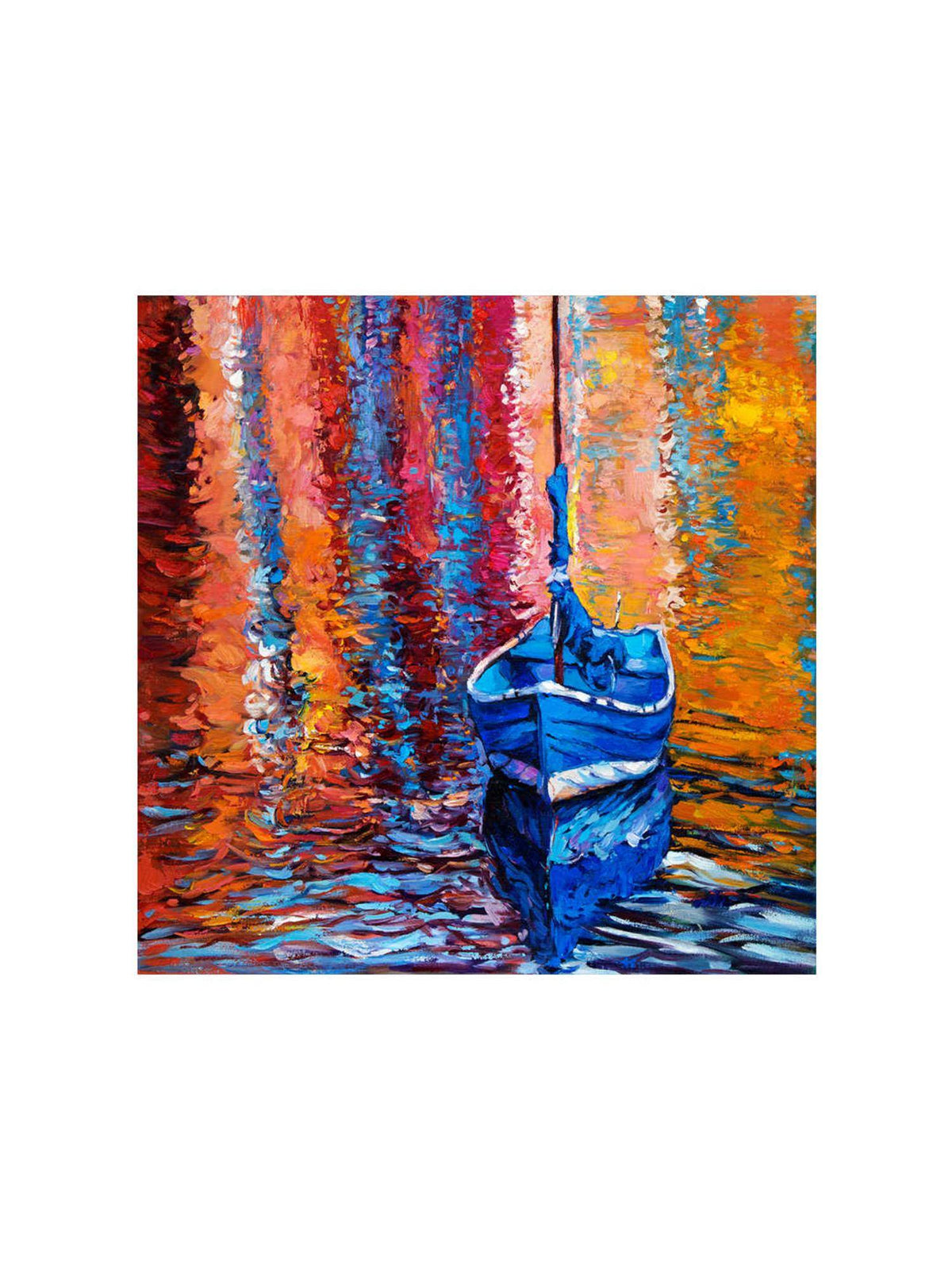 999Store Blue Boat Reflections Canvas-Wrapped Painting Brighten Up Any Room