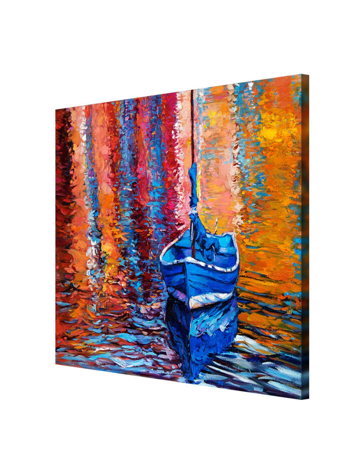 999Store Blue Boat Reflections Canvas-Wrapped Painting Brighten Up Any Room