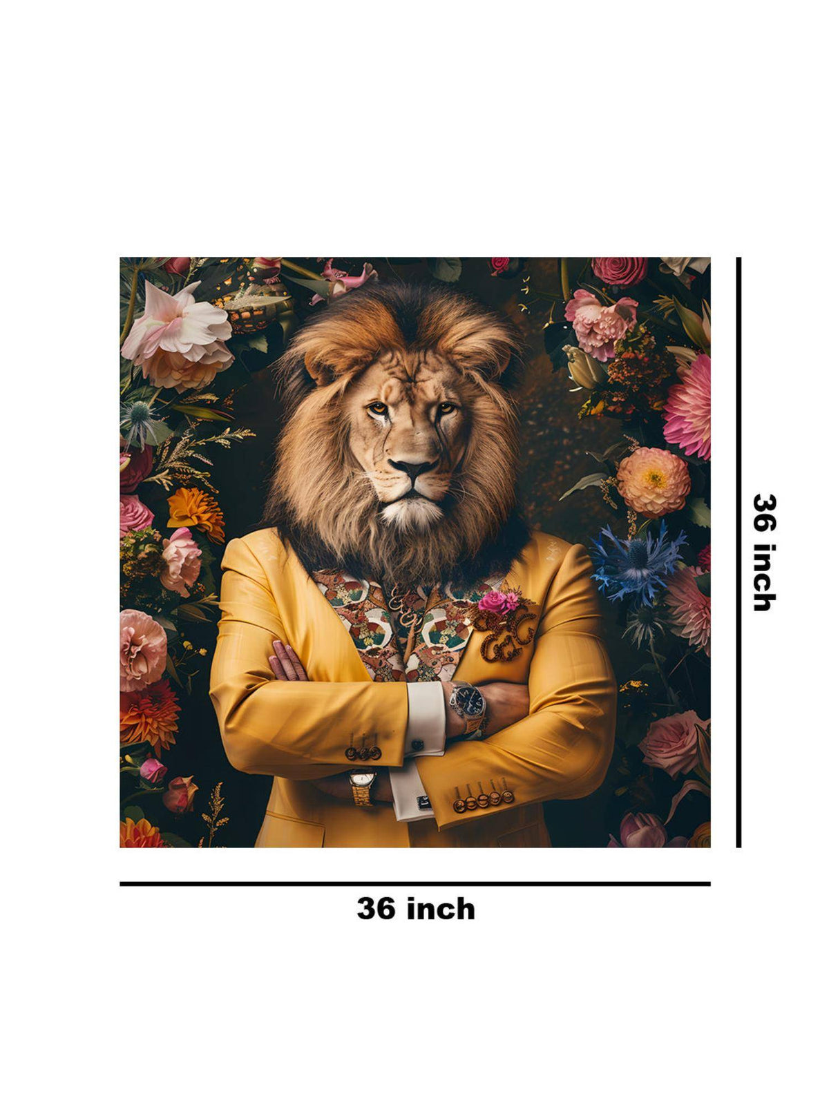 999Store Golden Lion Portrait Canvas-Wrapped Painting