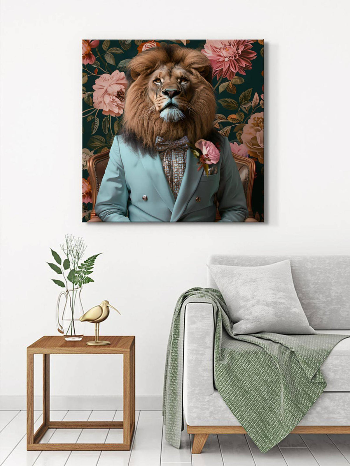 999Store Lion In Elegant Blue Suit Canvas-Wrapped Painting