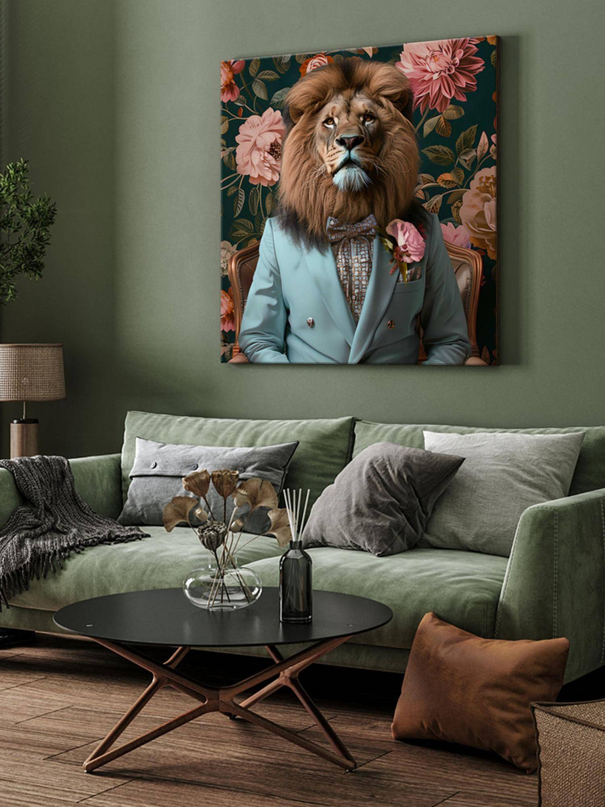 999Store Lion In Elegant Blue Suit Canvas-Wrapped Painting