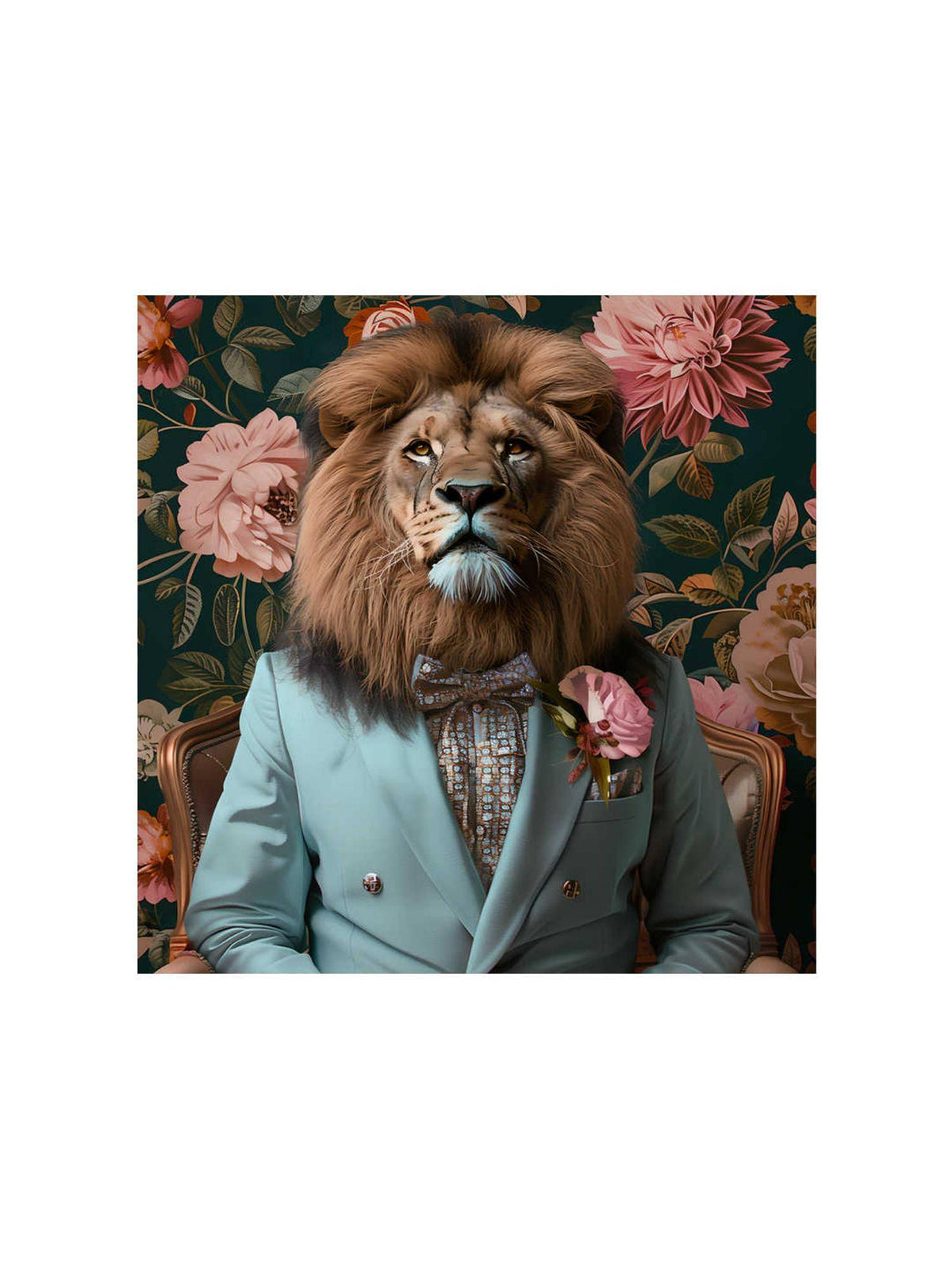 999Store Lion In Elegant Blue Suit Canvas-Wrapped Painting