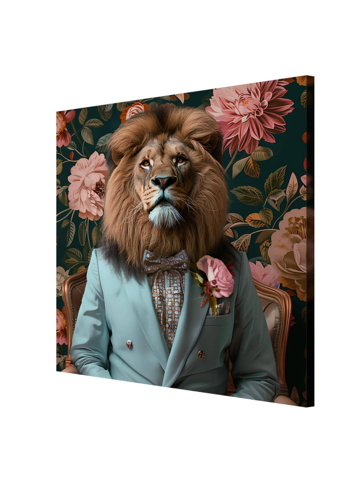 999Store Lion In Elegant Blue Suit Canvas-Wrapped Painting