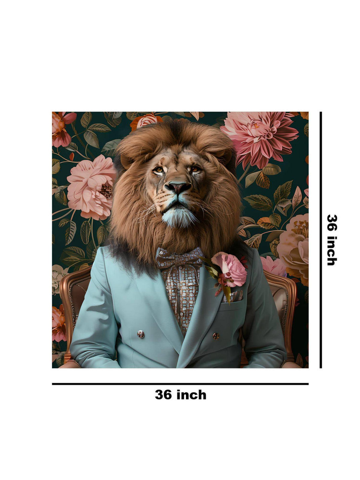 999Store Lion In Elegant Blue Suit Canvas-Wrapped Painting