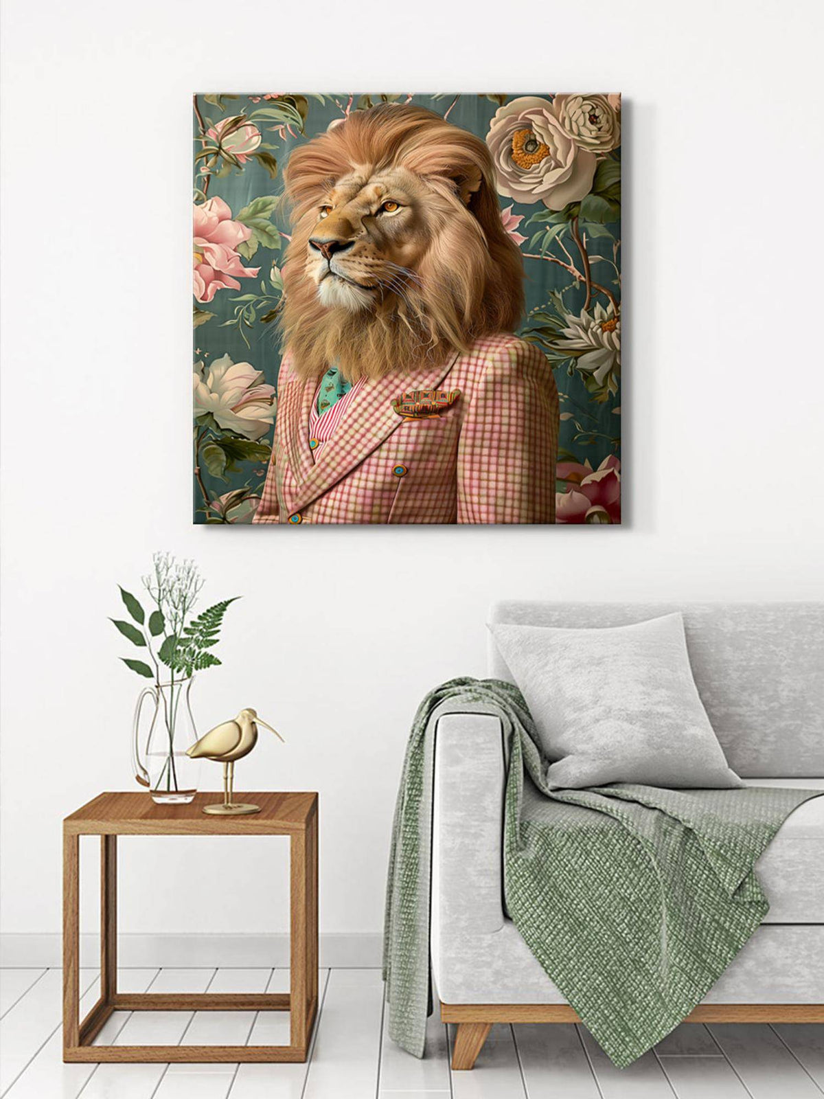 999Store Lion In Checkered Suit Canvas-Wrapped Painting