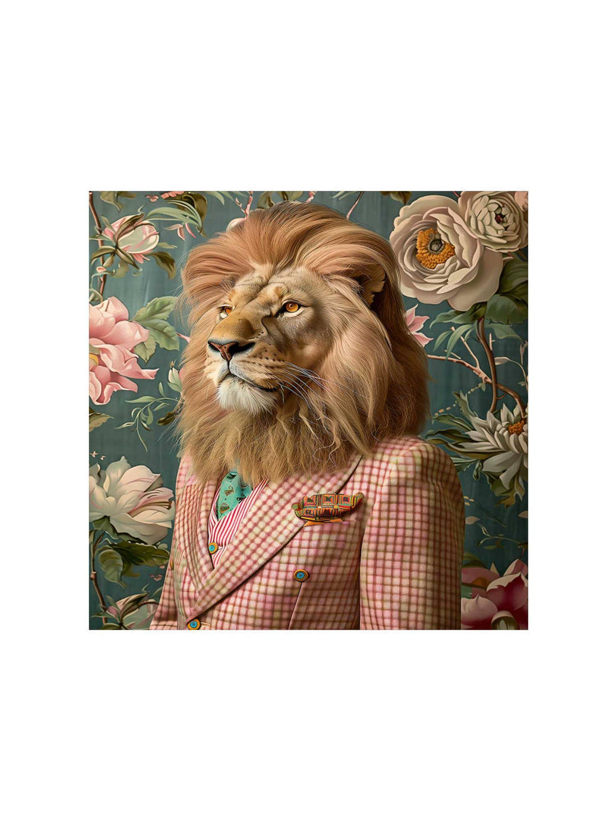 999Store Lion In Checkered Suit Canvas-Wrapped Painting