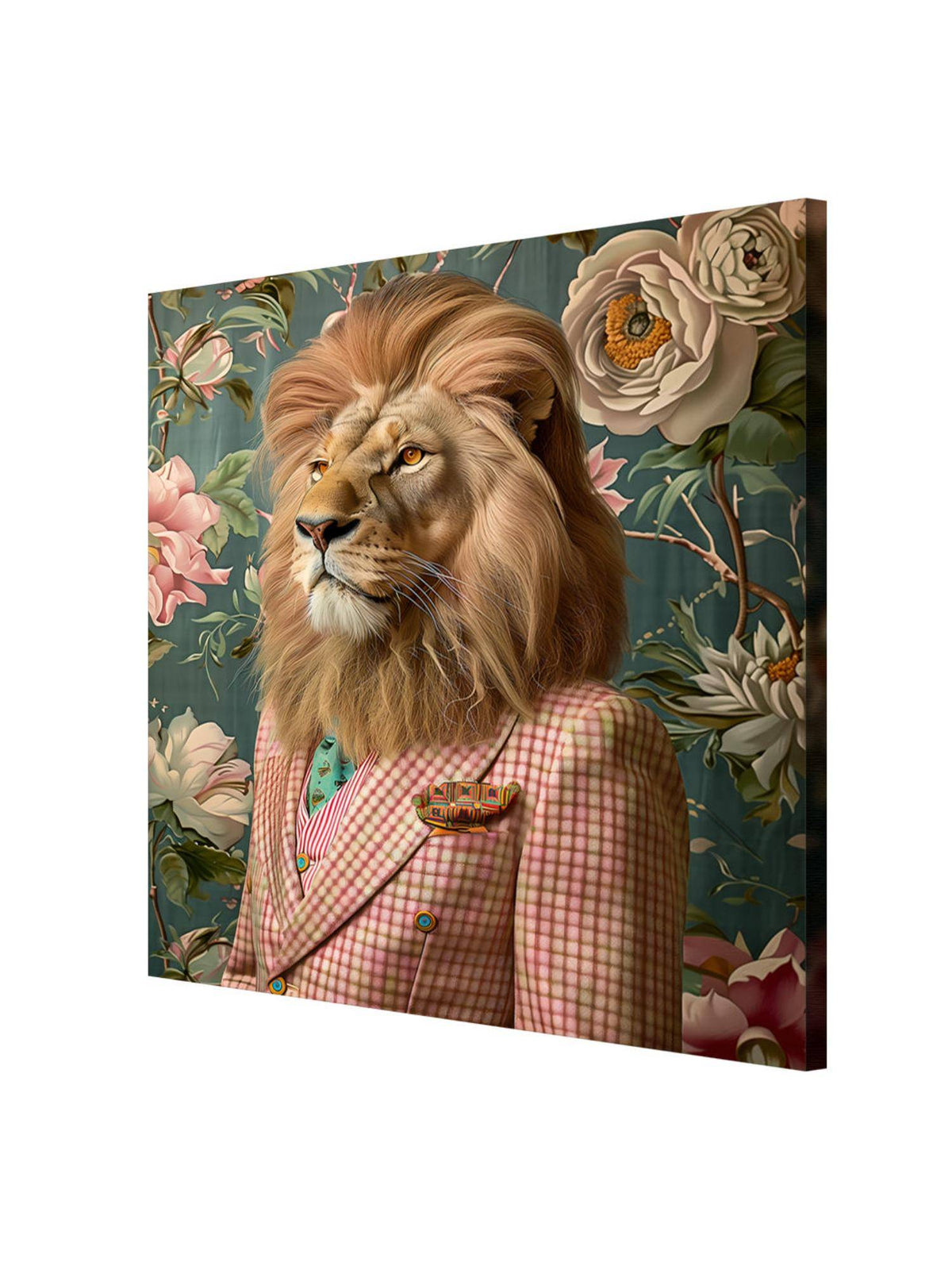 999Store Lion In Checkered Suit Canvas-Wrapped Painting
