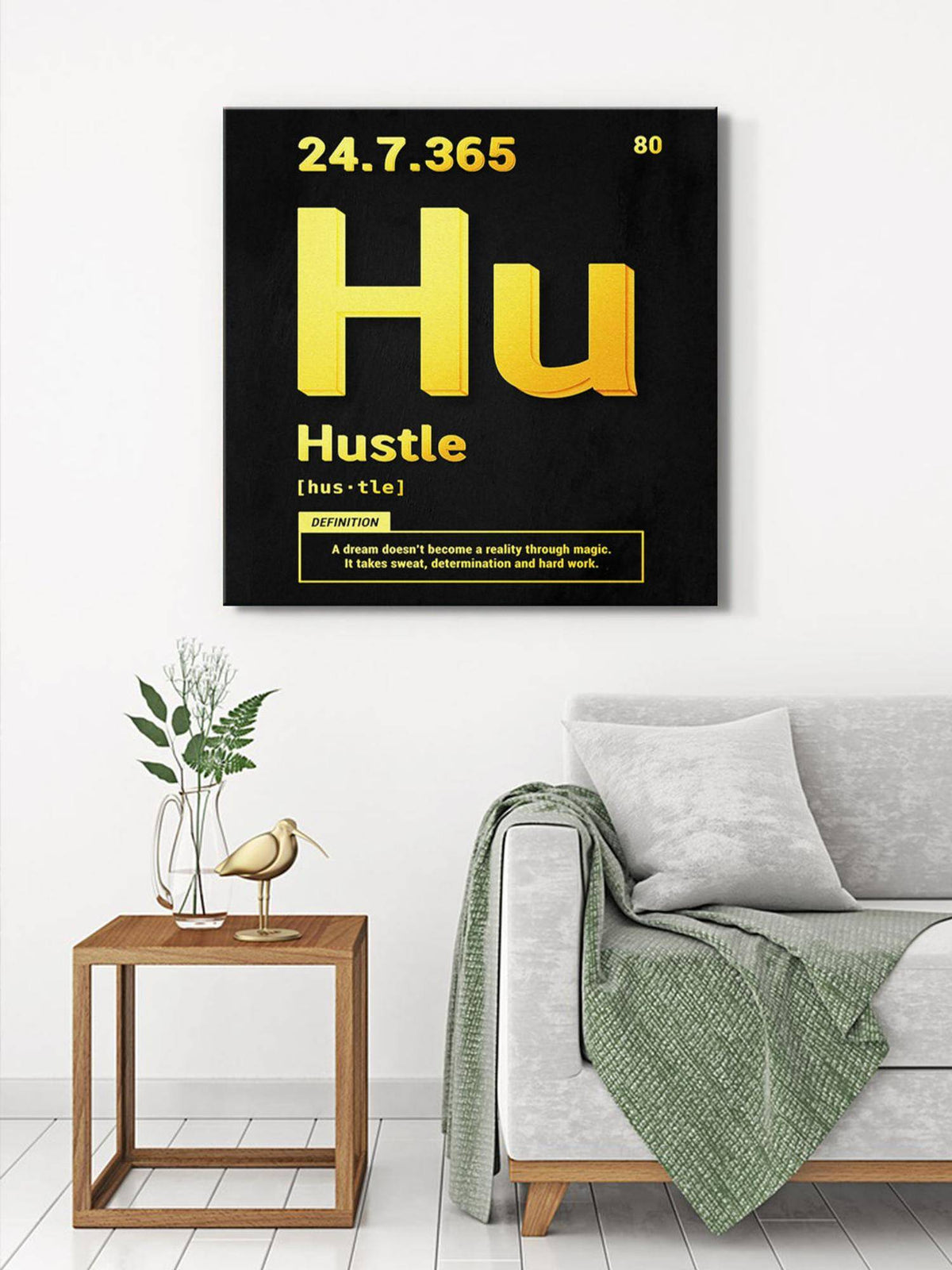 999Store Motivational 'Hustle' Typography Canvas-Wrapped Painting