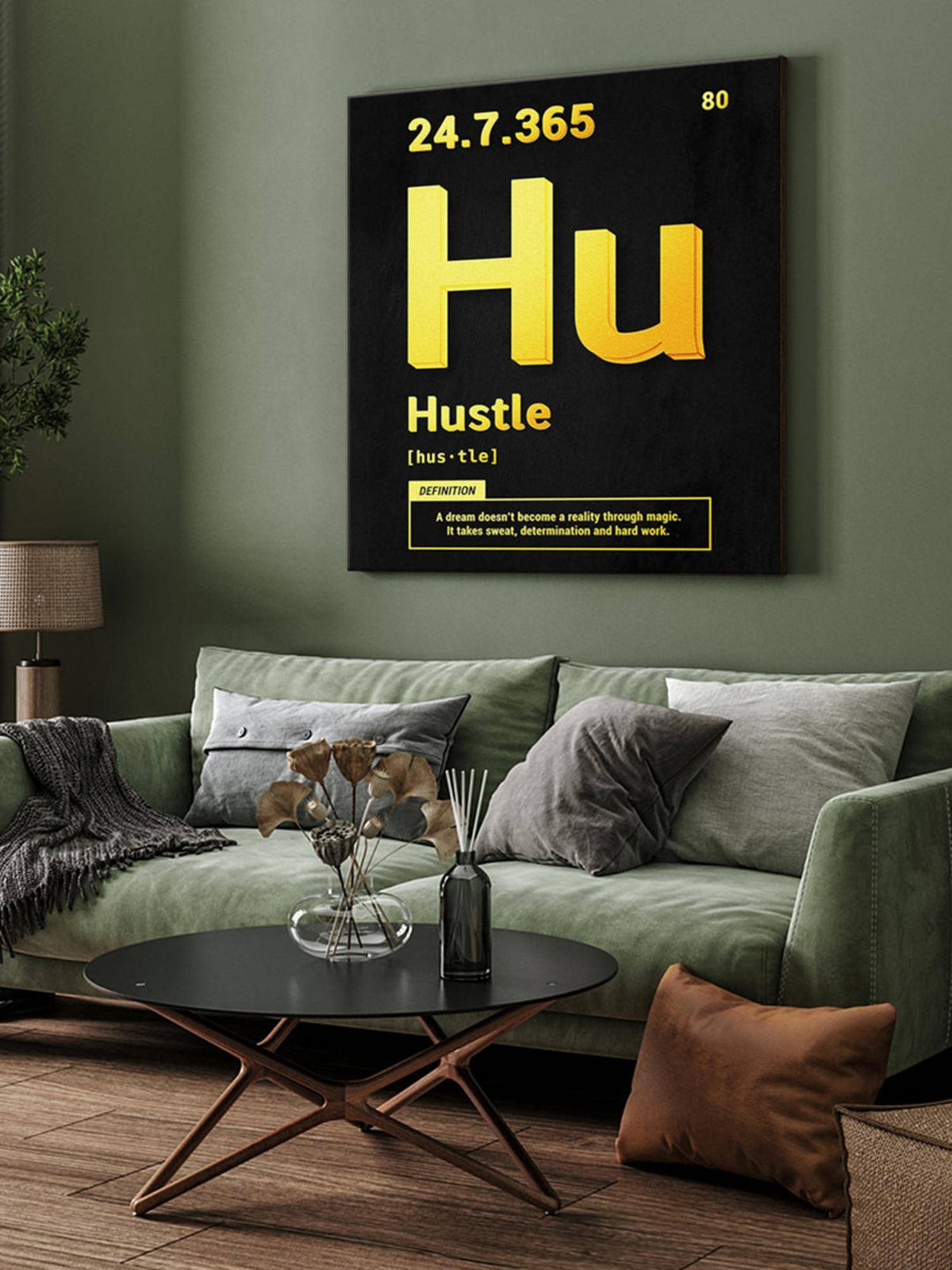 999Store Motivational 'Hustle' Typography Canvas-Wrapped Painting