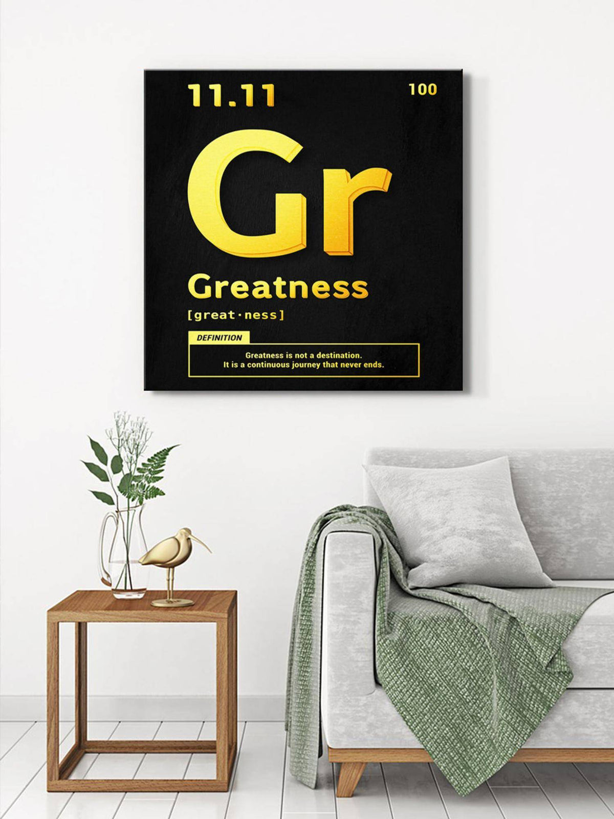 999Store Inspirational 'Greatness' Typography Canvas-Wrapped Painting