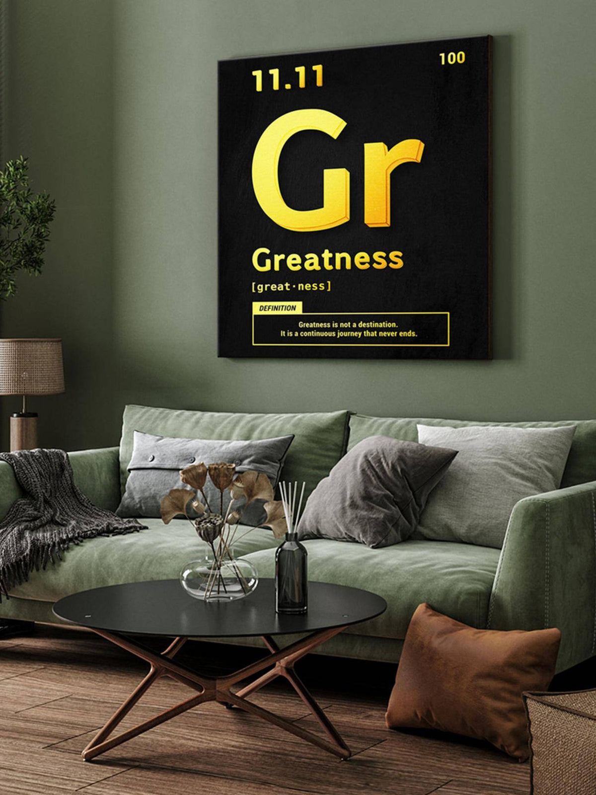 999Store Inspirational 'Greatness' Typography Canvas-Wrapped Painting