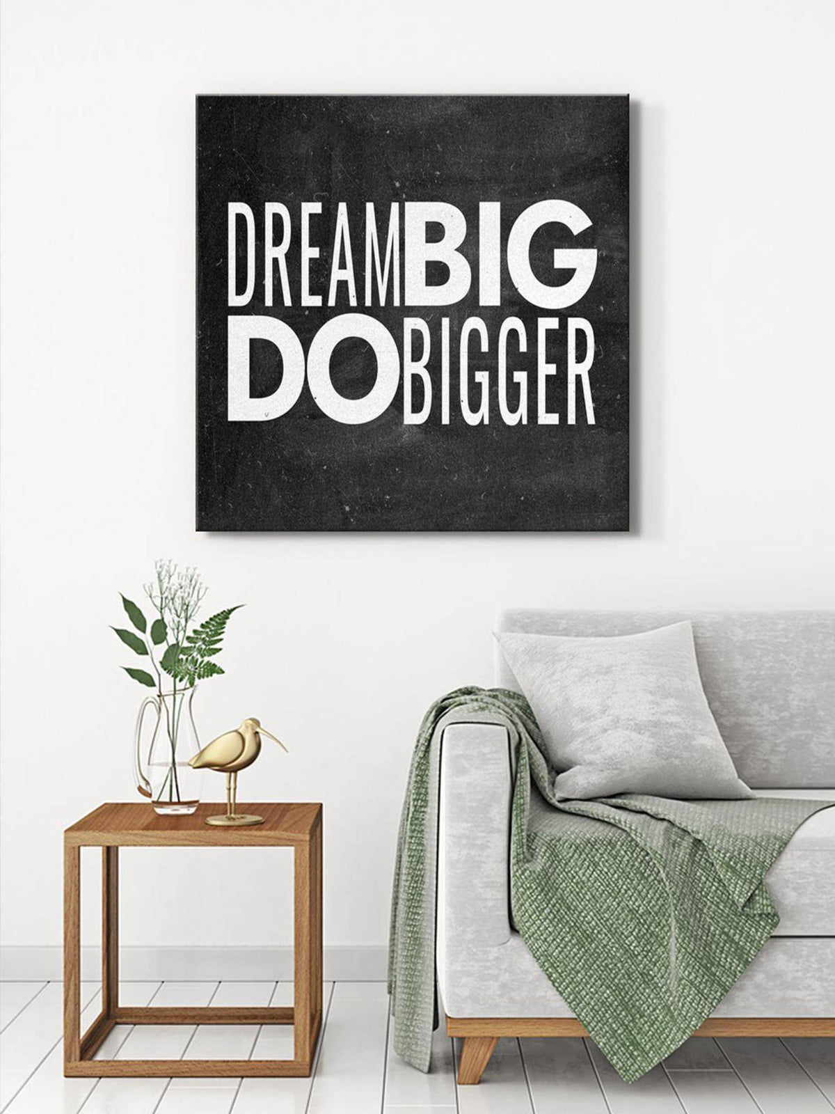 999Store Dream Big Do Bigger Typography Canvas-Wrapped Painting