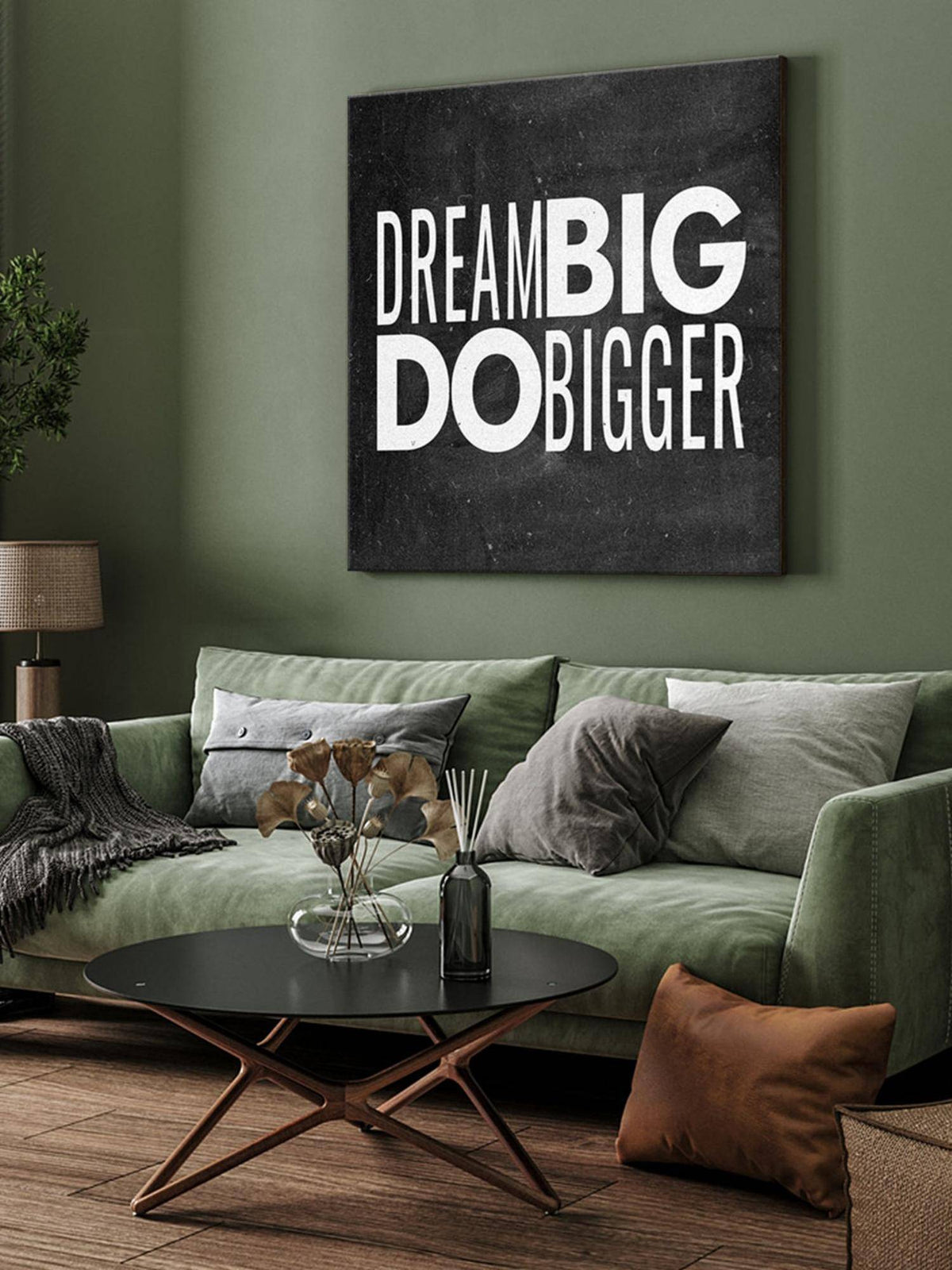 999Store Dream Big Do Bigger Typography Canvas-Wrapped Painting