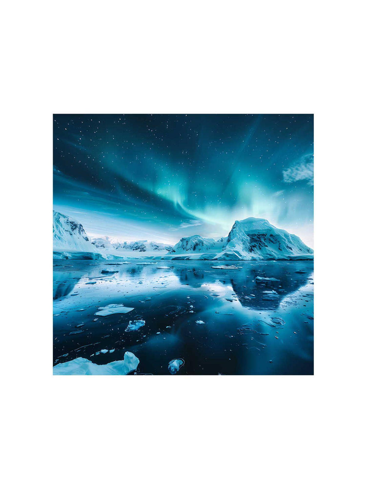 999Store Northern Lights Reflected In Water Canvas-Wrapped Painting