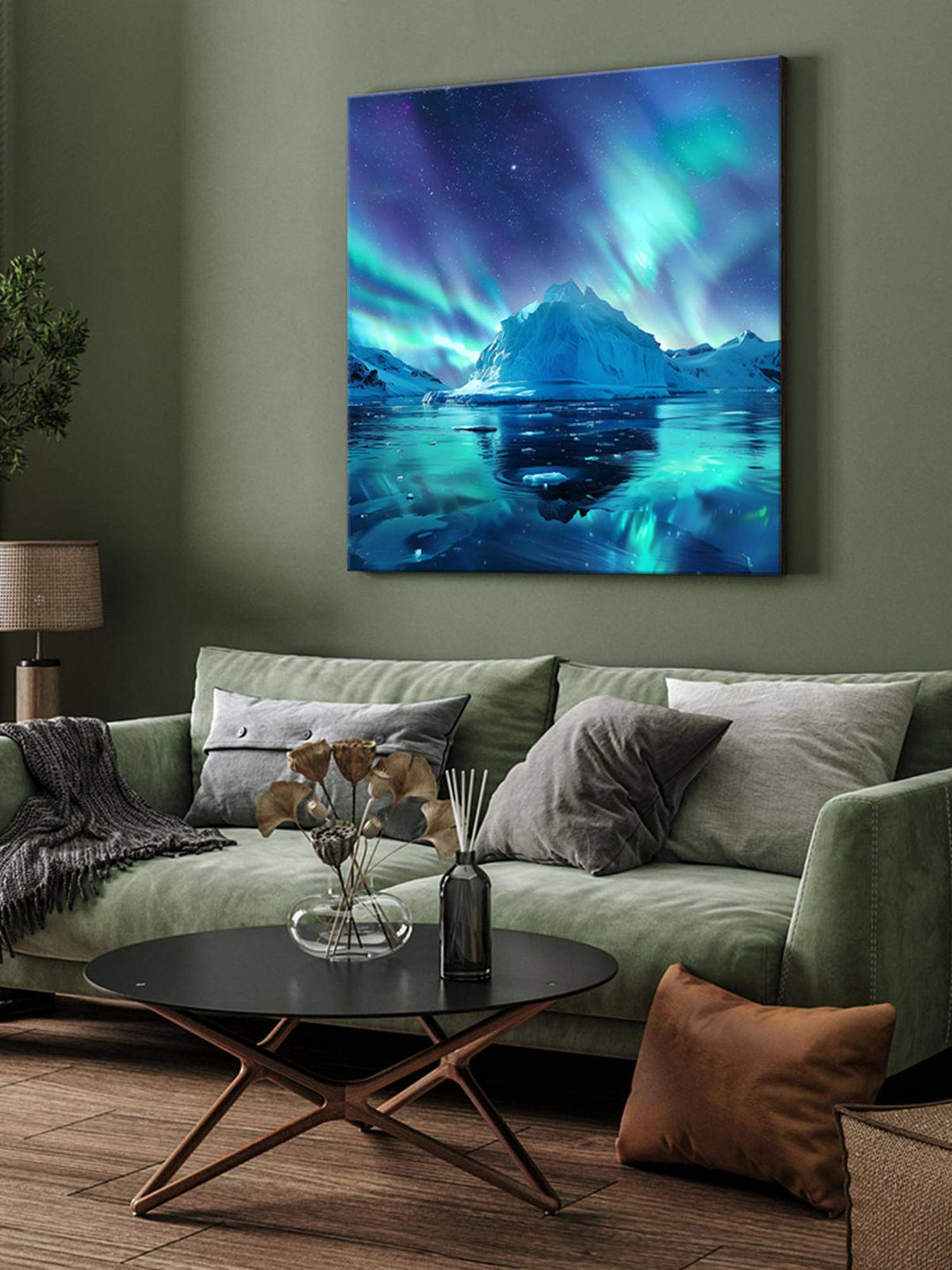 999Store Celestial Wolf Canvas-Wrapped Painting