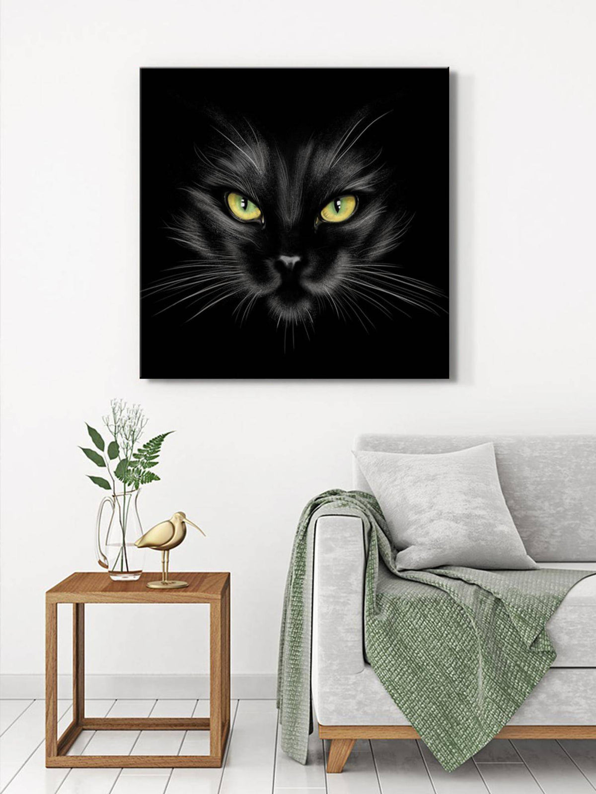 999Store Mysterious Black Cat Canvas-Wrapped Painting