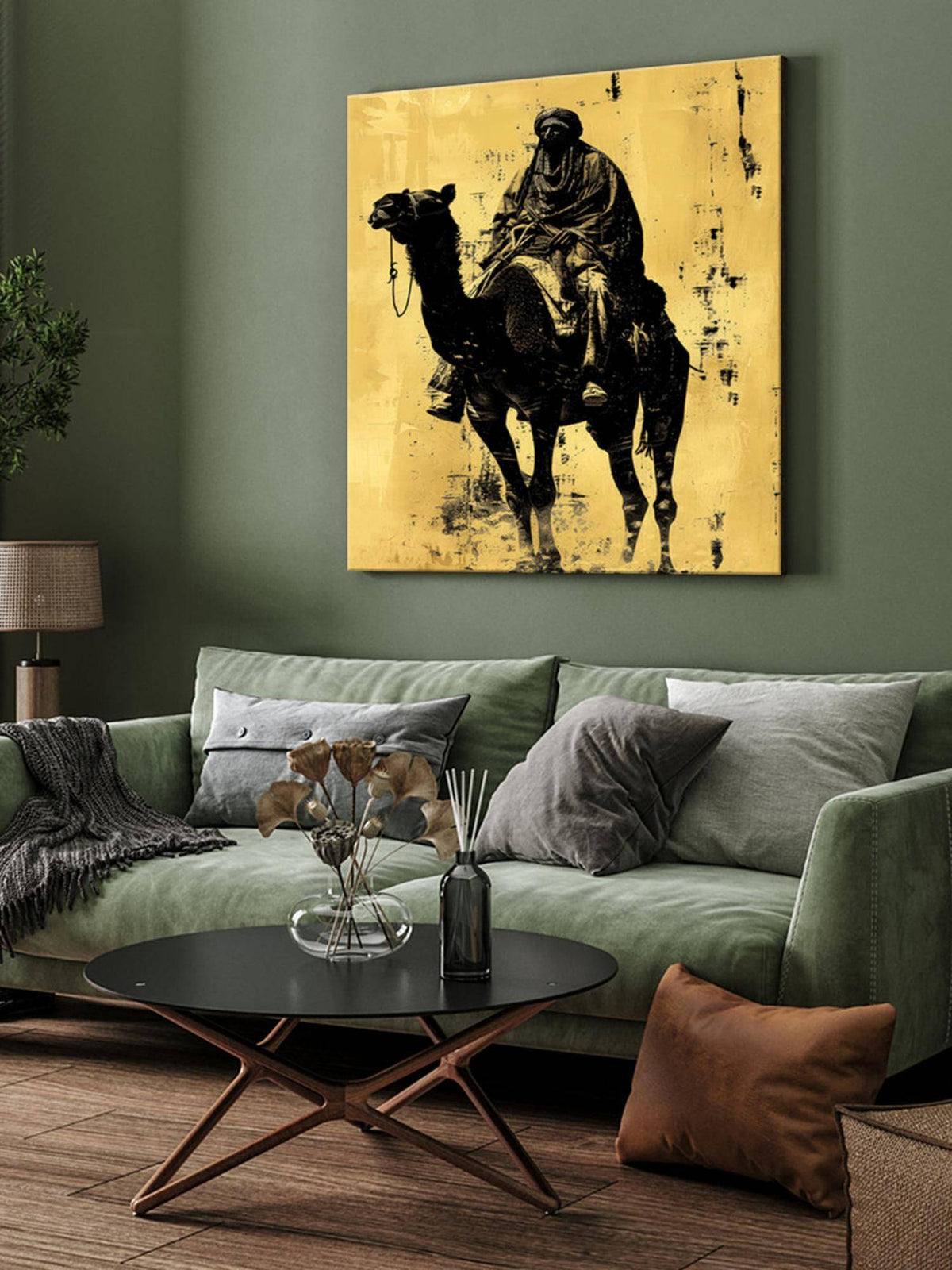 999Store Camel Rider Canvas-Wrapped Painting