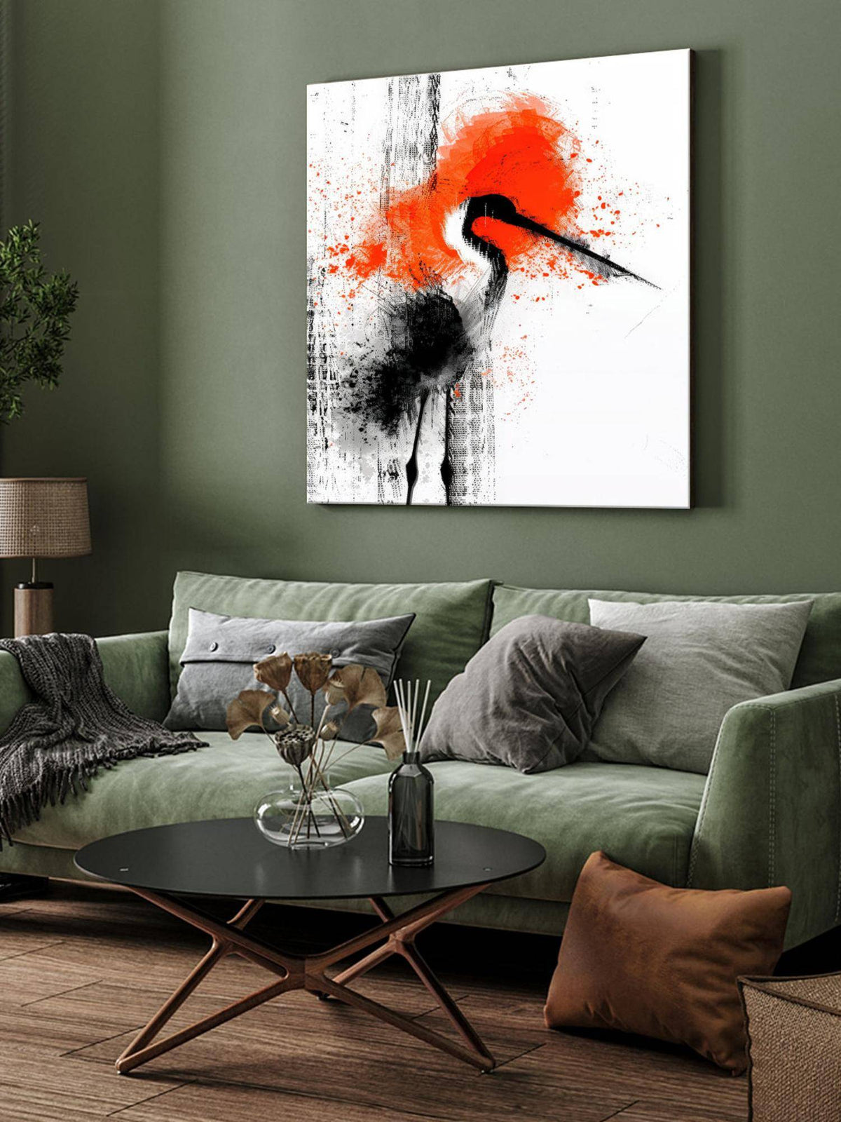 999Store Artistic Bird Abstract Canvas-Wrapped Painting