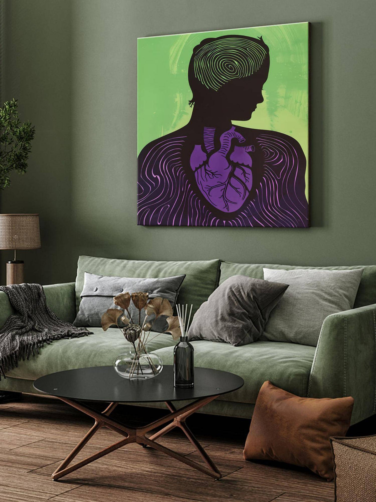 999Store Mystical Silhouette With Heart Canvas-Wrapped Painting