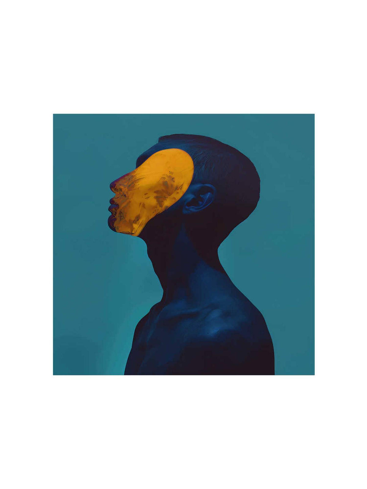 999Store Minimalist Yellow Mask Portrait Canvas-Wrapped Painting