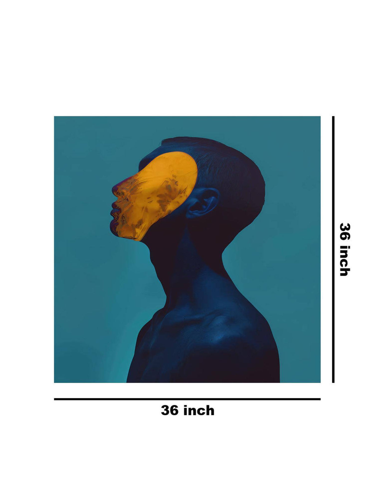 999Store Minimalist Yellow Mask Portrait Canvas-Wrapped Painting