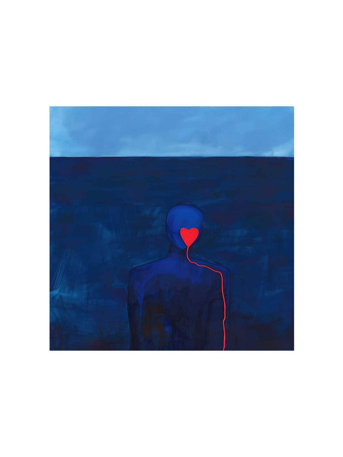 999Store Deep Blue Ocean Heart Canvas-Wrapped Painting