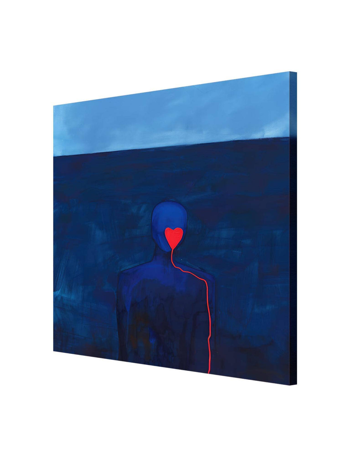 999Store Deep Blue Ocean Heart Canvas-Wrapped Painting
