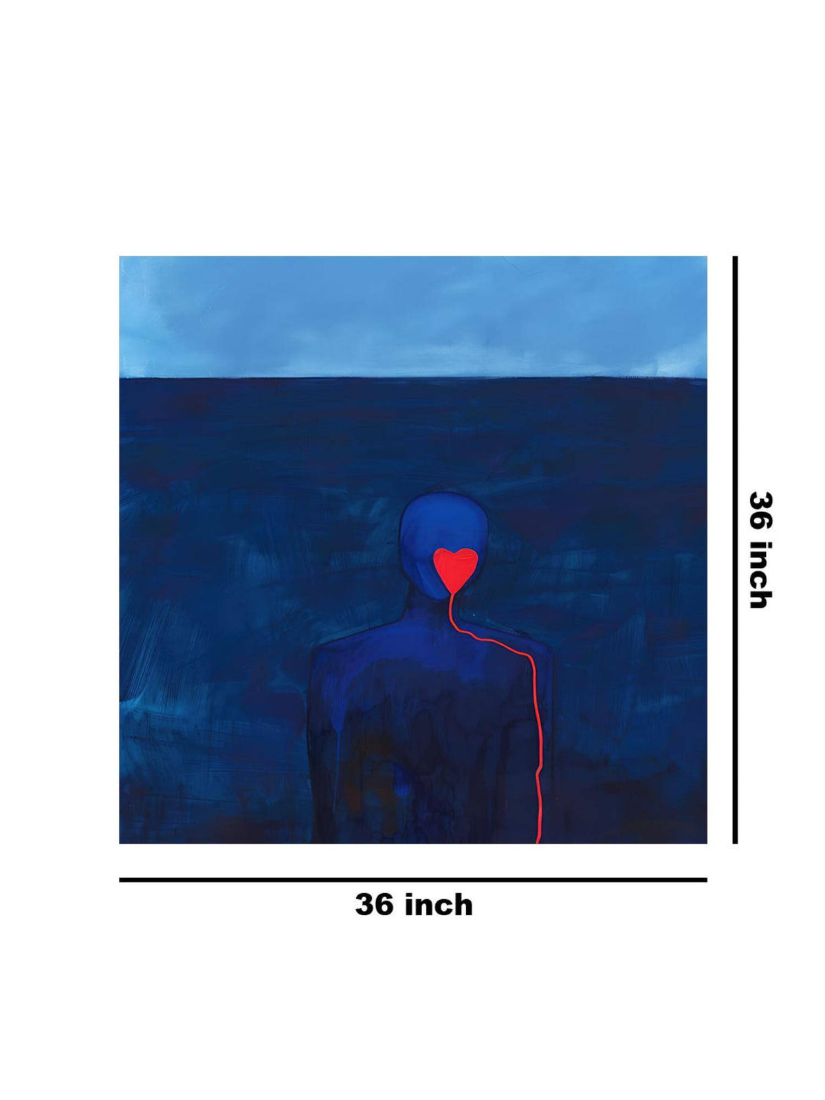 999Store Deep Blue Ocean Heart Canvas-Wrapped Painting