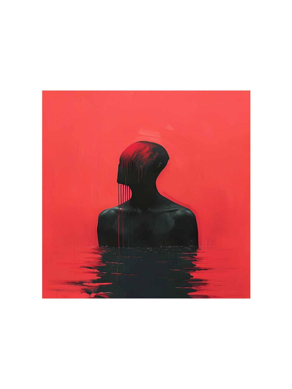 999Store Intense Red Silhouette Canvas-Wrapped Painting