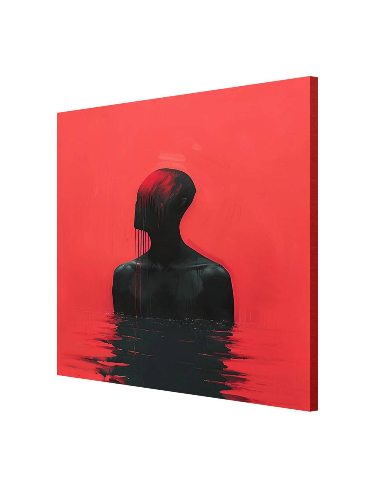 999Store Intense Red Silhouette Canvas-Wrapped Painting