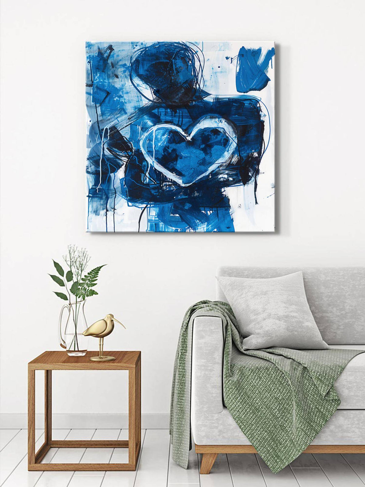 999Store Abstract Blue Heart Canvas-Wrapped Painting · Free Size