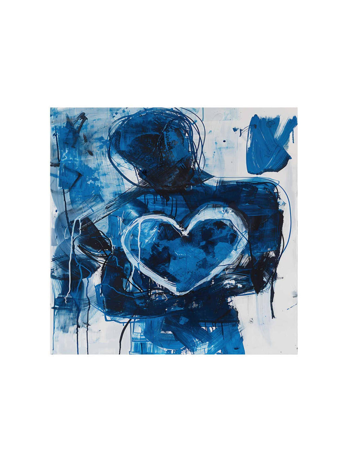 999Store Abstract Blue Heart Canvas-Wrapped Painting