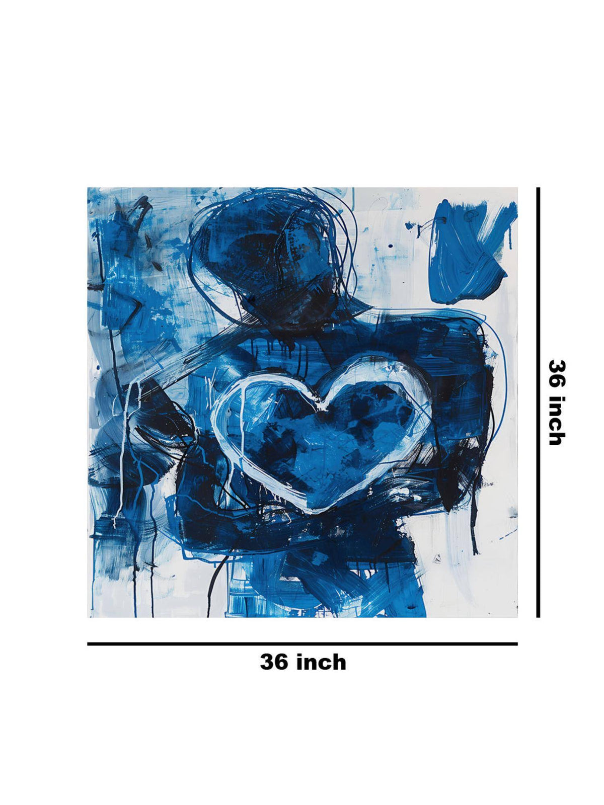 999Store Abstract Blue Heart Canvas-Wrapped Painting