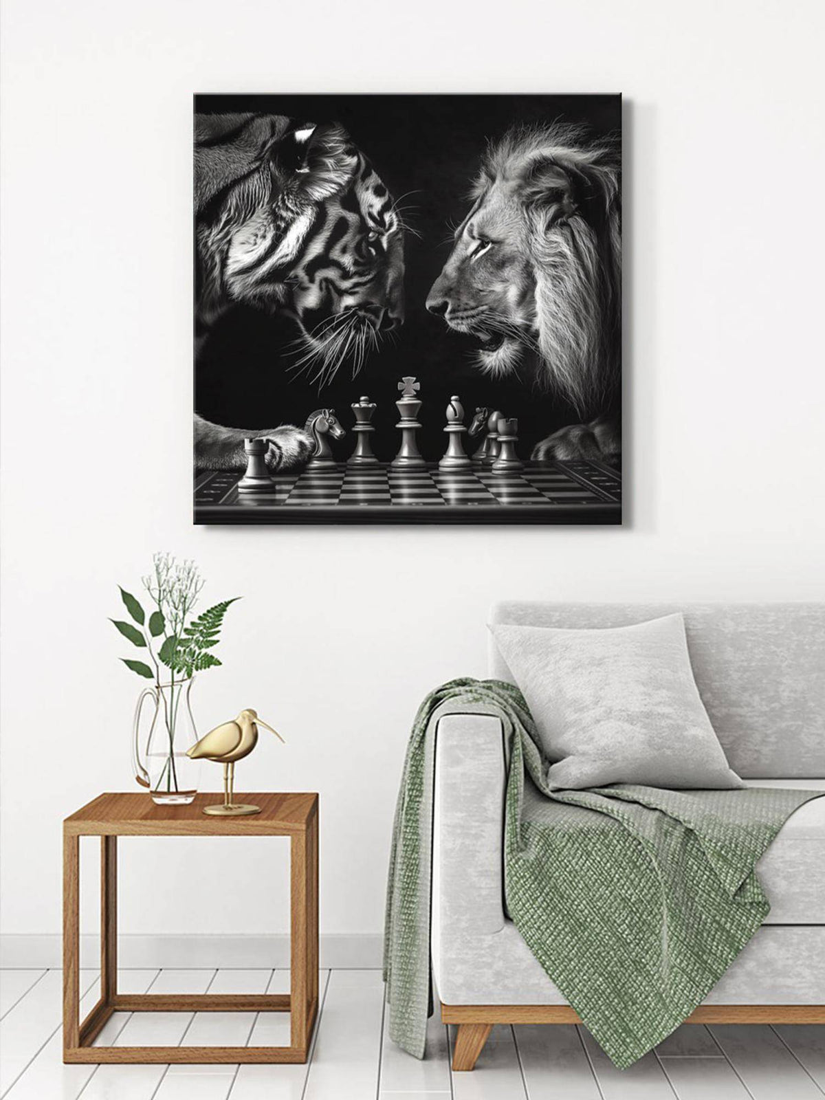 999Store Chess Match Between Tiger And Lion Canvas-Wrapped Painting