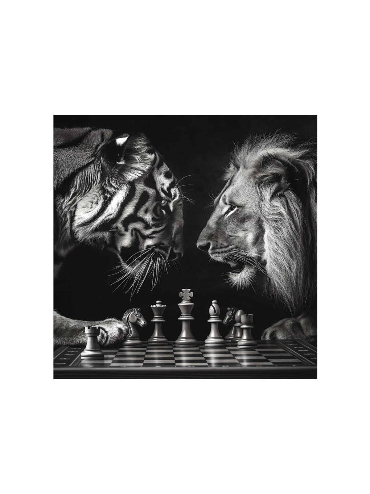 999Store Chess Match Between Tiger And Lion Canvas-Wrapped Painting