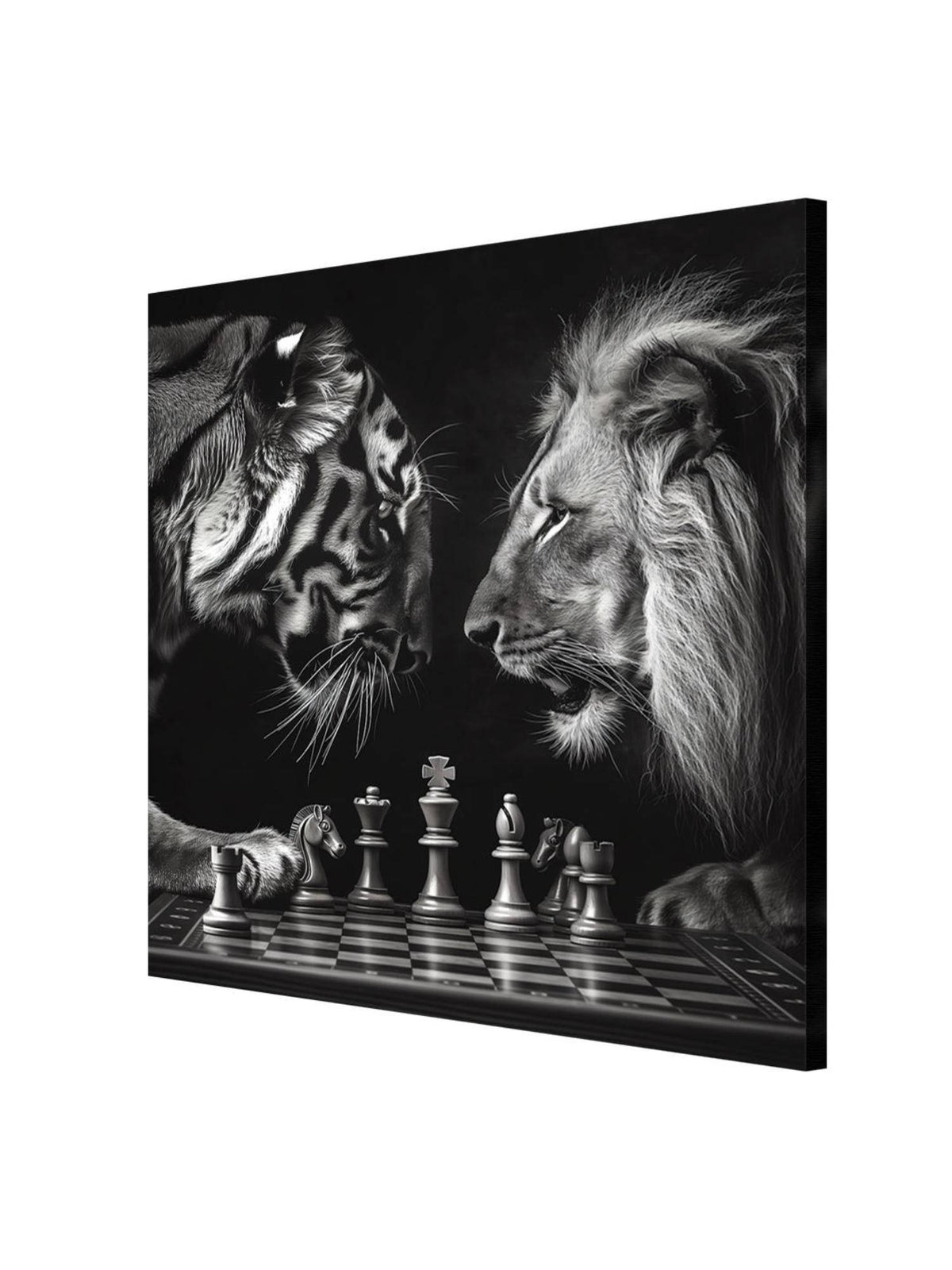 999Store Chess Match Between Tiger And Lion Canvas-Wrapped Painting