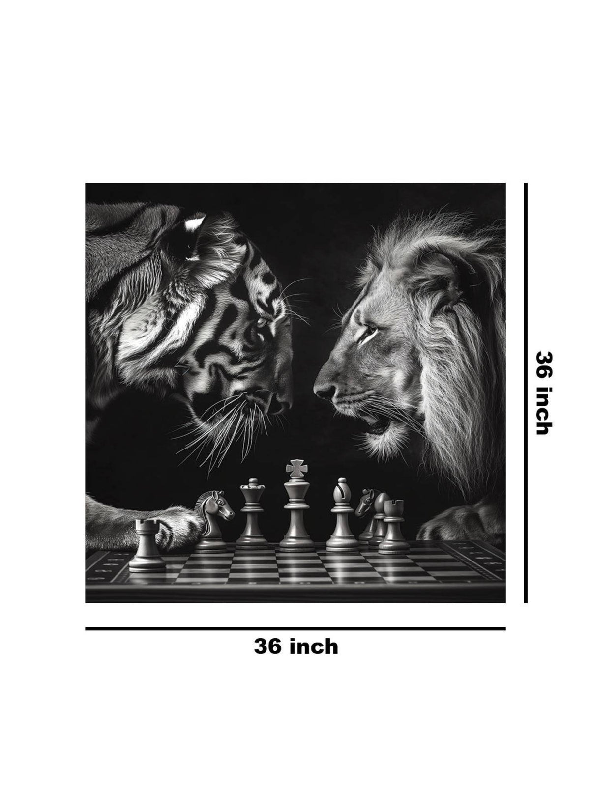 999Store Chess Match Between Tiger And Lion Canvas-Wrapped Painting