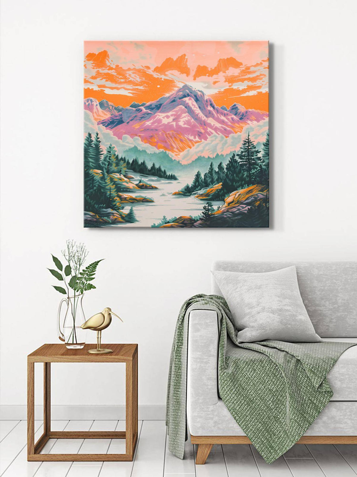999Store Vibrant Mountain Landscape Canvas-Wrapped Painting