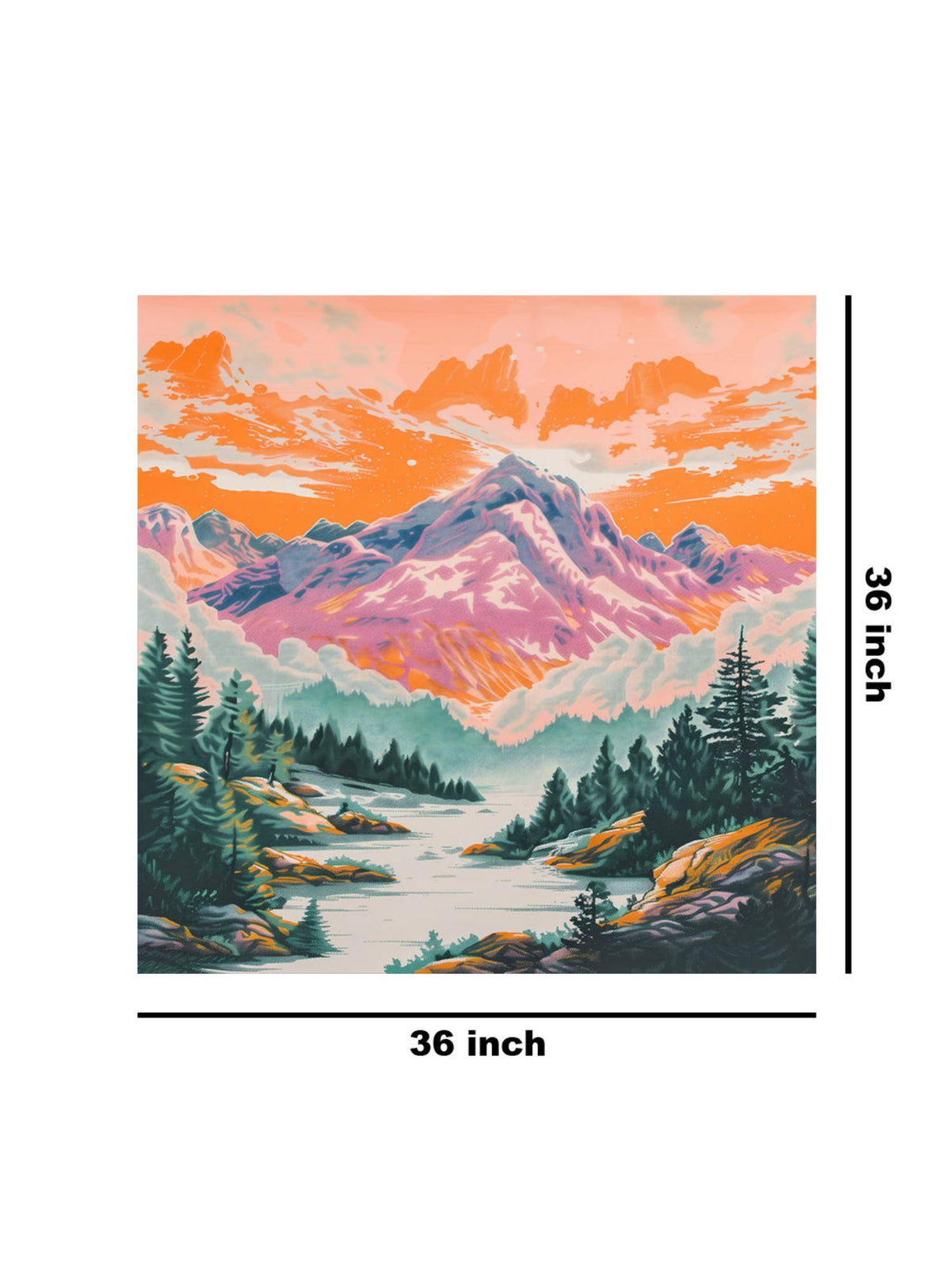 999Store Vibrant Mountain Landscape Canvas-Wrapped Painting
