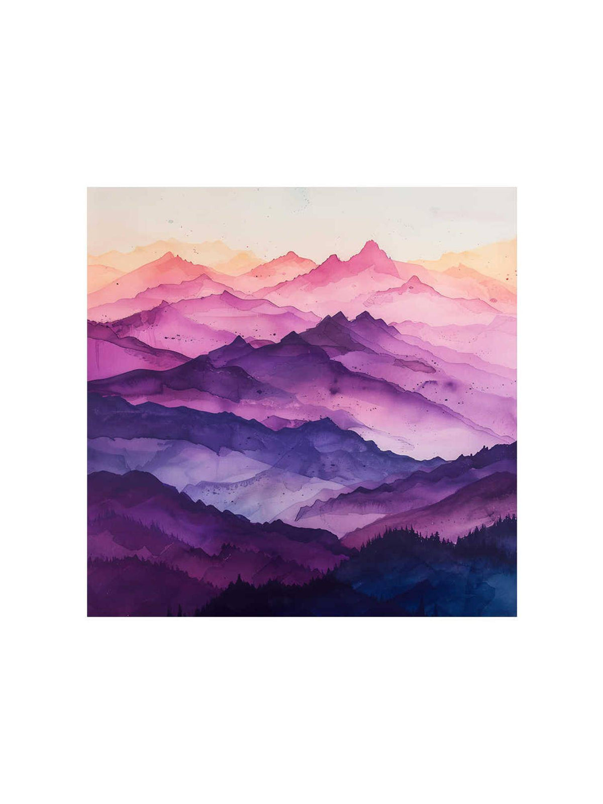 999Store Misty Purple Mountains Canvas-Wrapped Painting