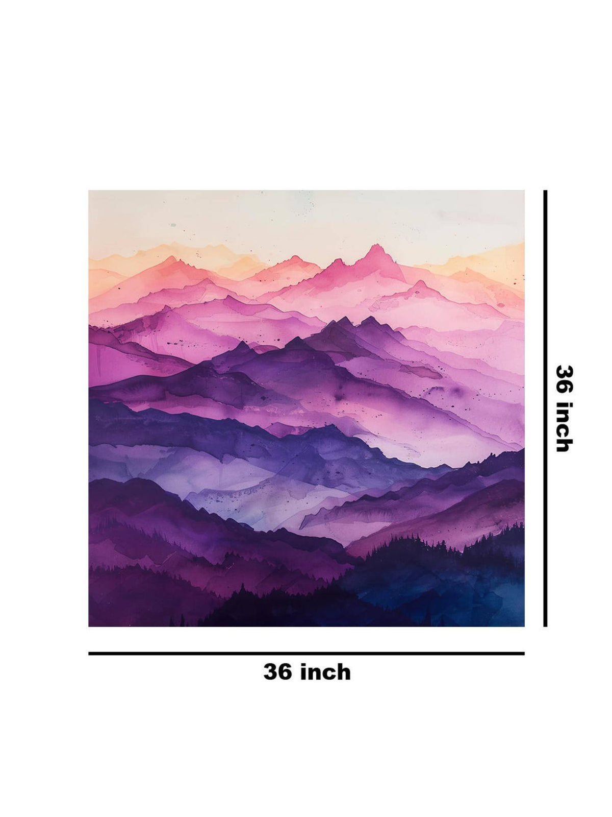 999Store Misty Purple Mountains Canvas-Wrapped Painting