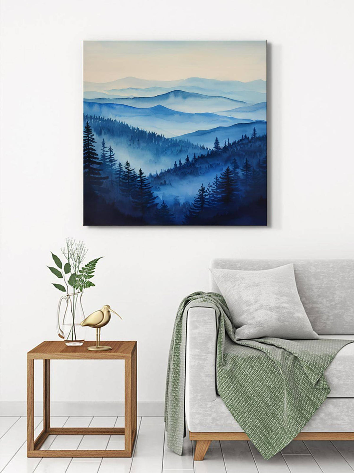 999Store Serene Blue Forest Canvas-Wrapped Painting