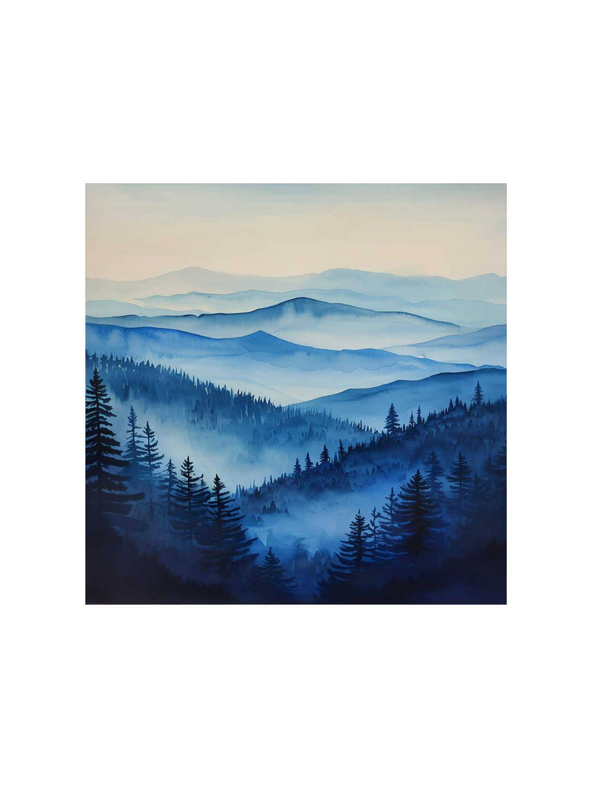 999Store Serene Blue Forest Canvas-Wrapped Painting
