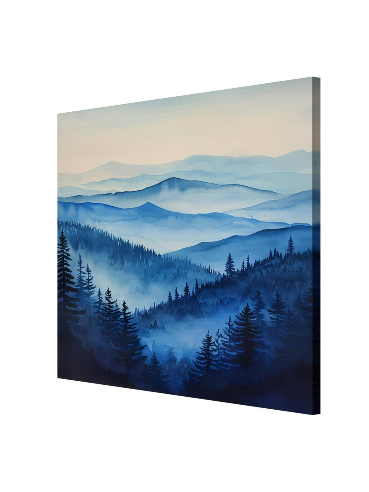 999Store Serene Blue Forest Canvas-Wrapped Painting