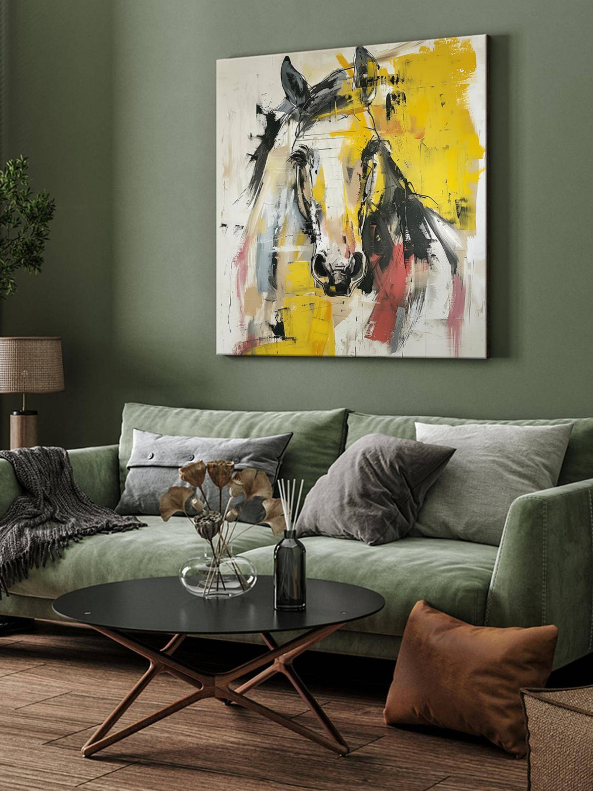 999Store Abstract Horse Canvas-Wrapped Painting