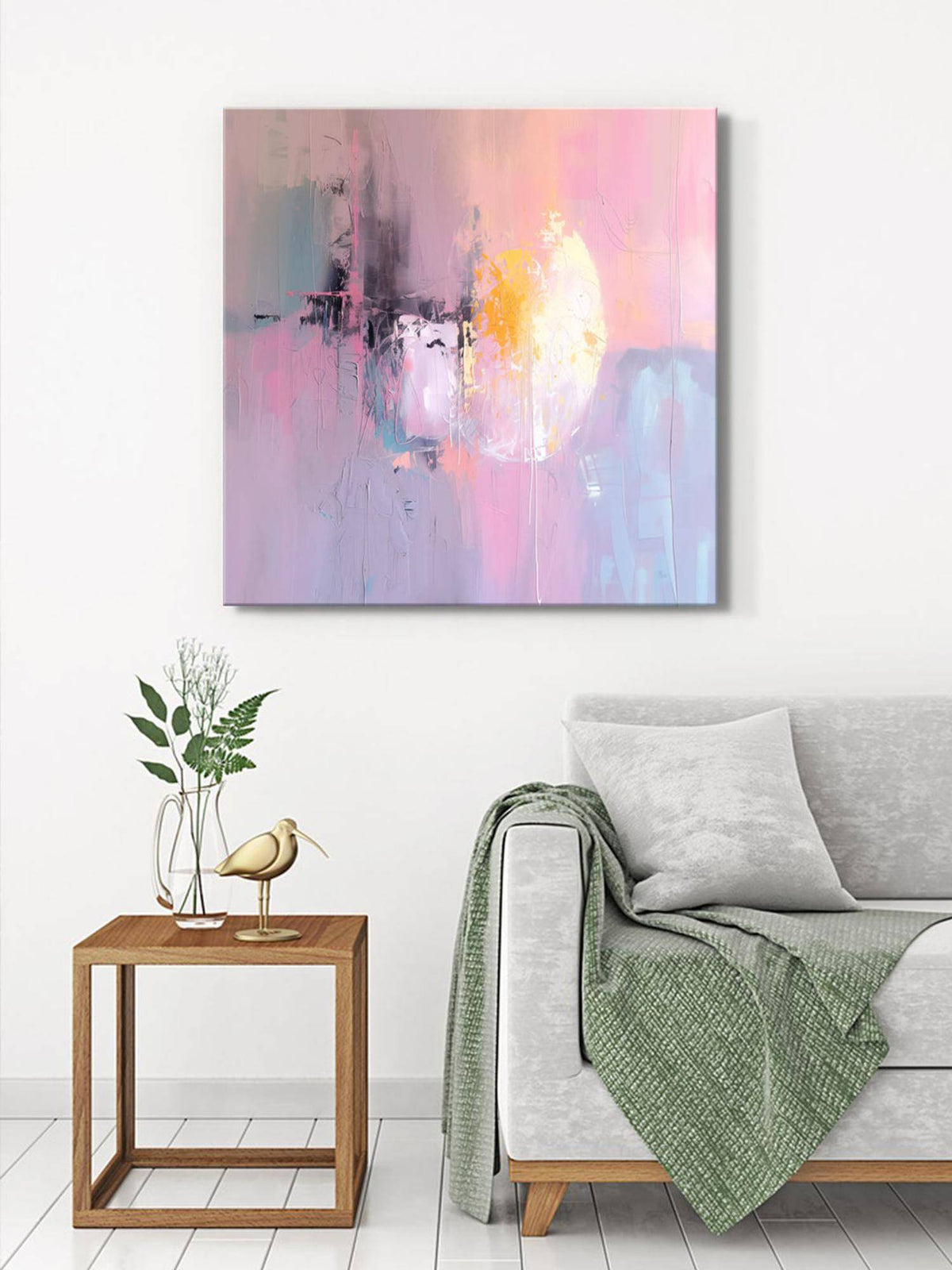 999Store Pastel Abstract Canvas-Wrapped Painting