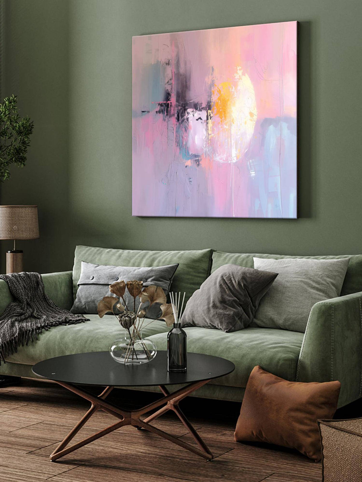 999Store Pastel Abstract Canvas-Wrapped Painting