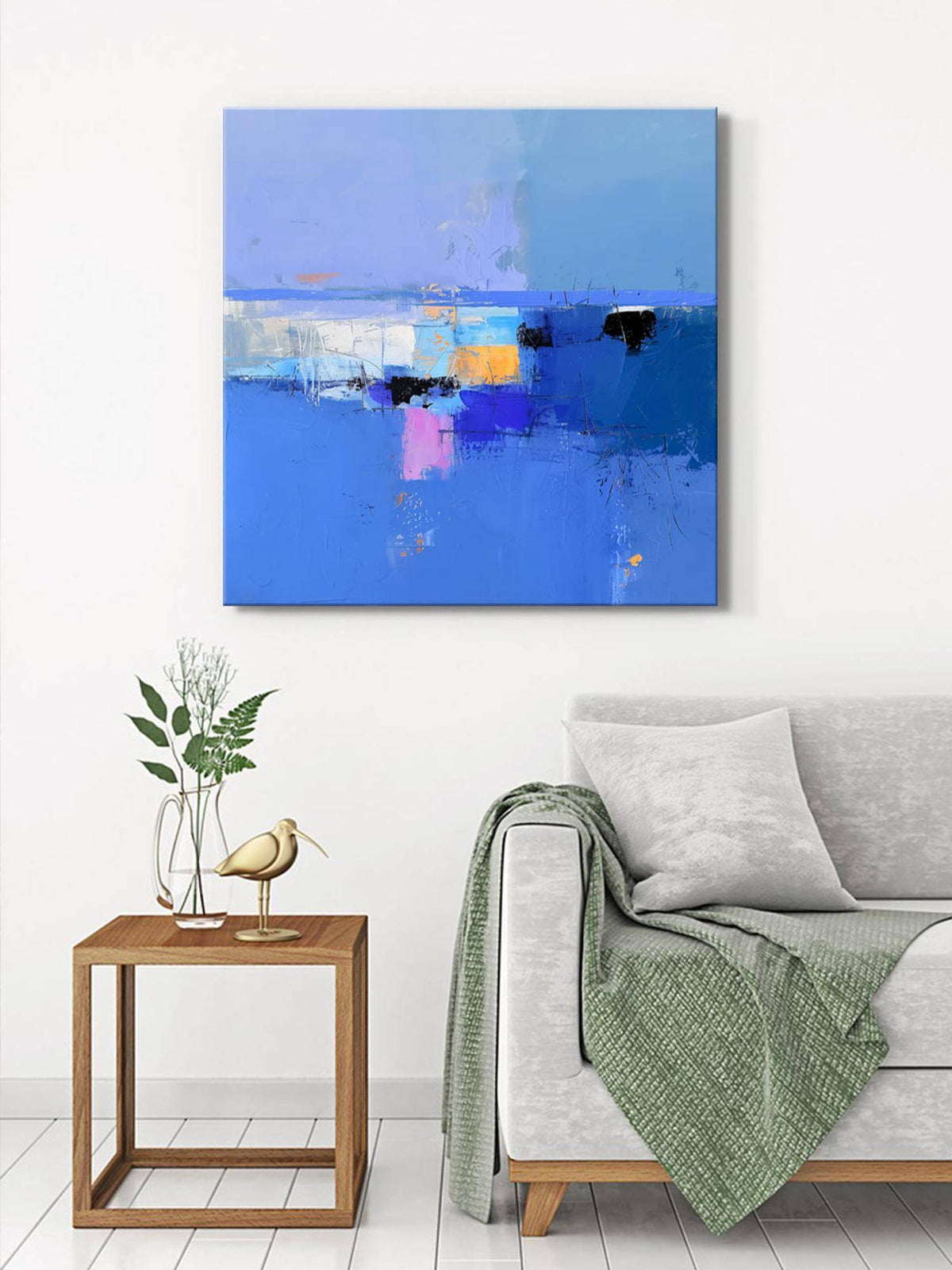 999Store Blue Serenity Abstract Canvas-Wrapped Painting · Free Size